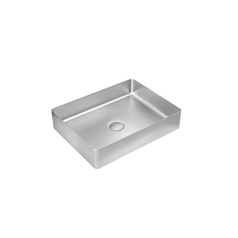 Contemporary Bathroom Sink Metal Rectangular Vessel Sink with Pop-Up Drain -Bathlova