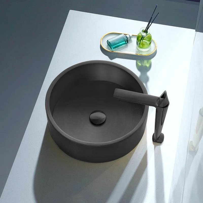 Contemporary Bathroom Sink Metal Round Vessel Bathroom Sink with Pop-Up Drain -Bathlova