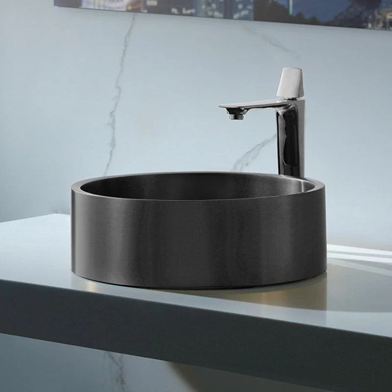 Contemporary Bathroom Sink Metal Round Vessel Bathroom Sink with Pop-Up Drain -Bathlova