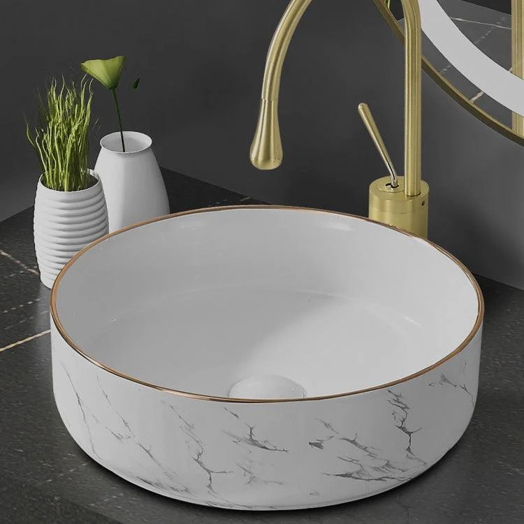 Contemporary Bathroom Sink Pop-Up Drain Porcelain Oval-Shape Vessel Bathroom Sink -Bathlova