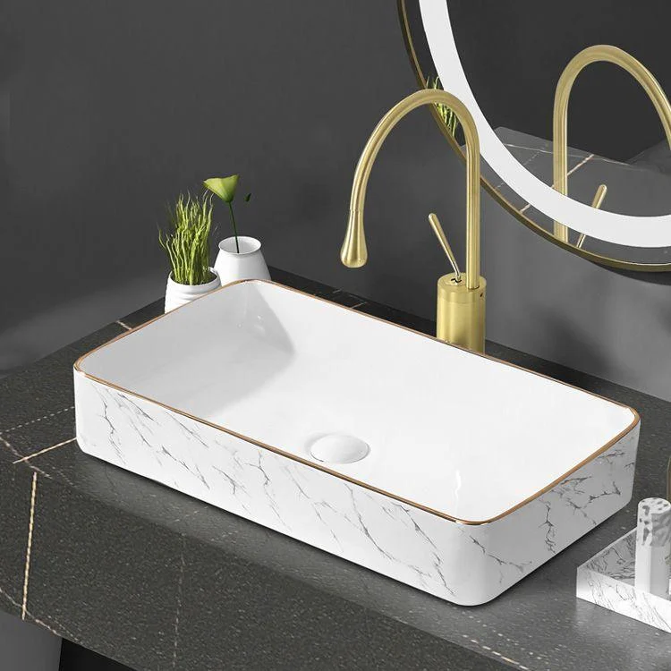 Contemporary Bathroom Sink Pop-Up Drain Porcelain Oval-Shape Vessel Bathroom Sink -Bathlova