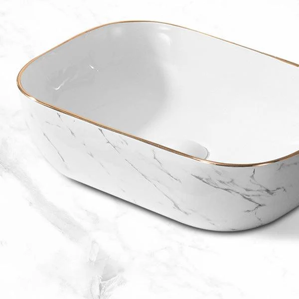 Contemporary Bathroom Sink Pop-Up Drain Porcelain Oval-Shape Vessel Bathroom Sink -Bathlova