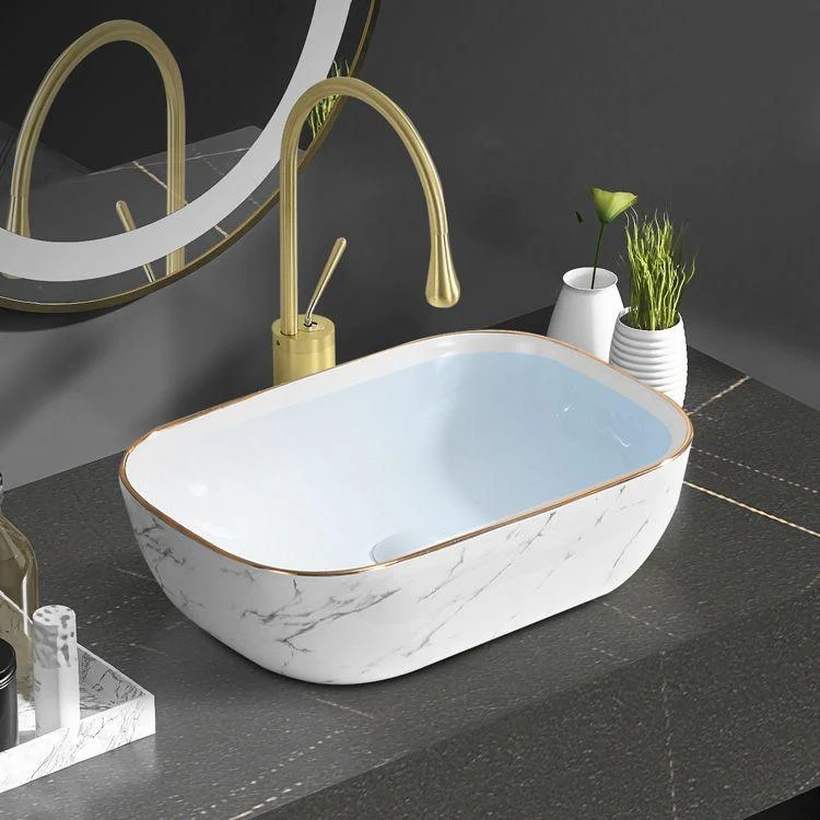 Contemporary Bathroom Sink Pop-Up Drain Porcelain Oval-Shape Vessel Bathroom Sink -Bathlova