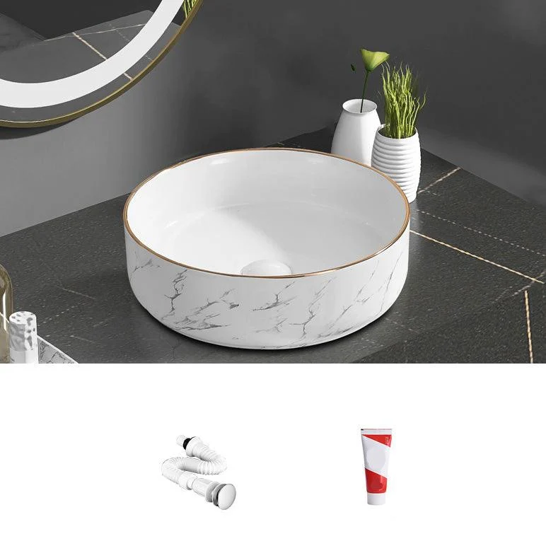 Contemporary Bathroom Sink Pop-Up Drain Porcelain Oval-Shape Vessel Bathroom Sink -Bathlova