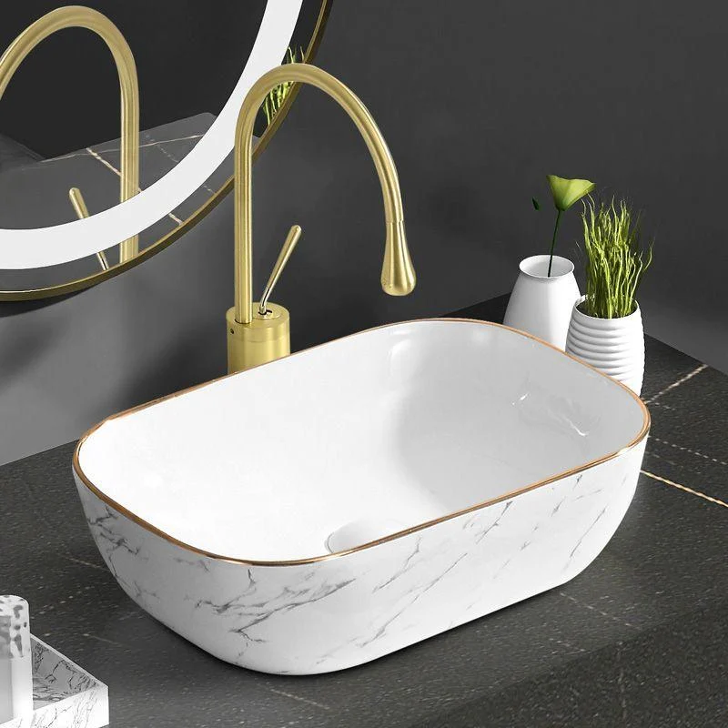 Contemporary Bathroom Sink Pop-Up Drain Porcelain Oval-Shape Vessel Bathroom Sink -Bathlova