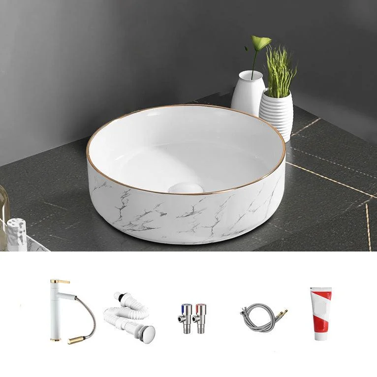 Contemporary Bathroom Sink Pop-Up Drain Porcelain Oval-Shape Vessel Bathroom Sink -Bathlova