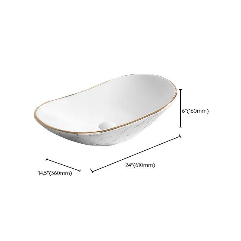 Contemporary Bathroom Sink Pop-Up Drain Porcelain Oval-Shape Vessel Bathroom Sink -Bathlova