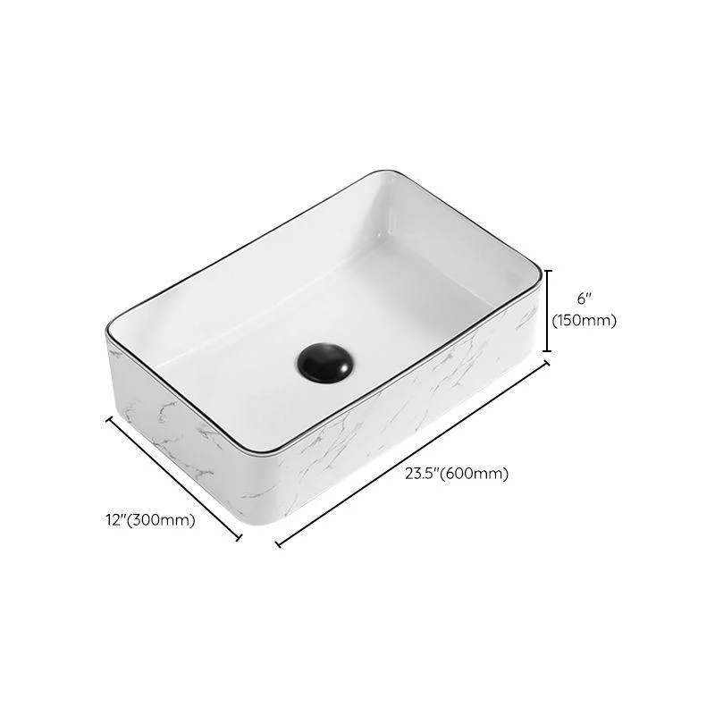 Contemporary Bathroom Sink Pop-Up Drain Porcelain Rectangular Vessel -Bathlova