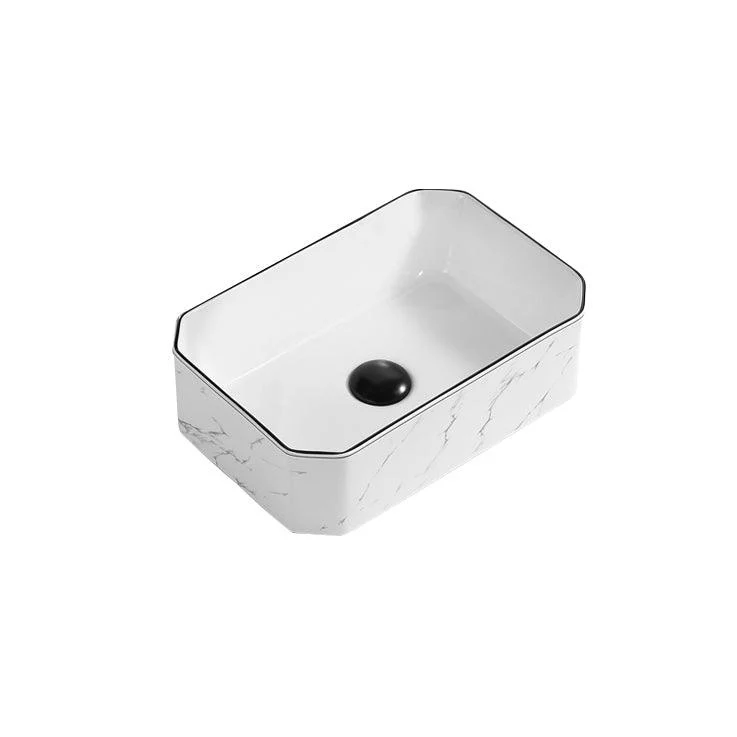 Contemporary Bathroom Sink Pop-Up Drain Porcelain Rectangular Vessel -Bathlova