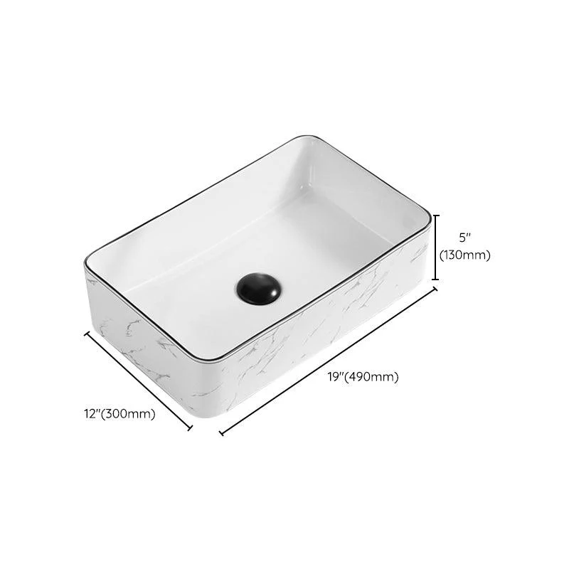 Contemporary Bathroom Sink Pop-Up Drain Porcelain Rectangular Vessel -Bathlova