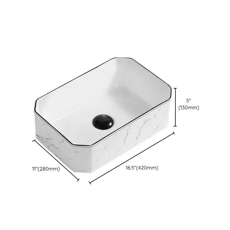 Contemporary Bathroom Sink Pop-Up Drain Porcelain Rectangular Vessel -Bathlova