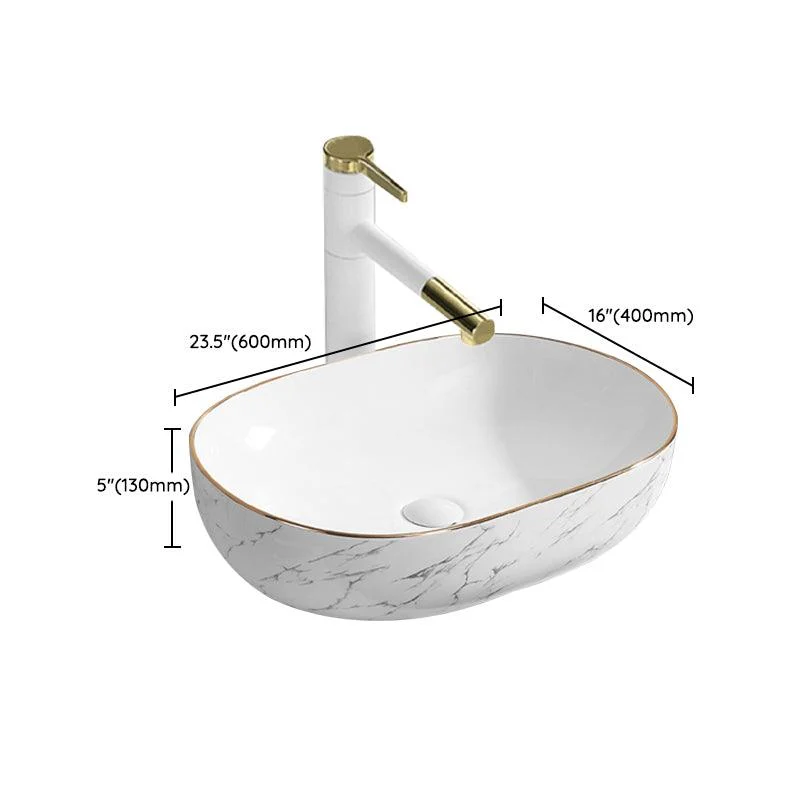 Contemporary Bathroom Sink Pop-Up Drain Porcelain Rectangular Vessel Bathroom Sink -Bathlova