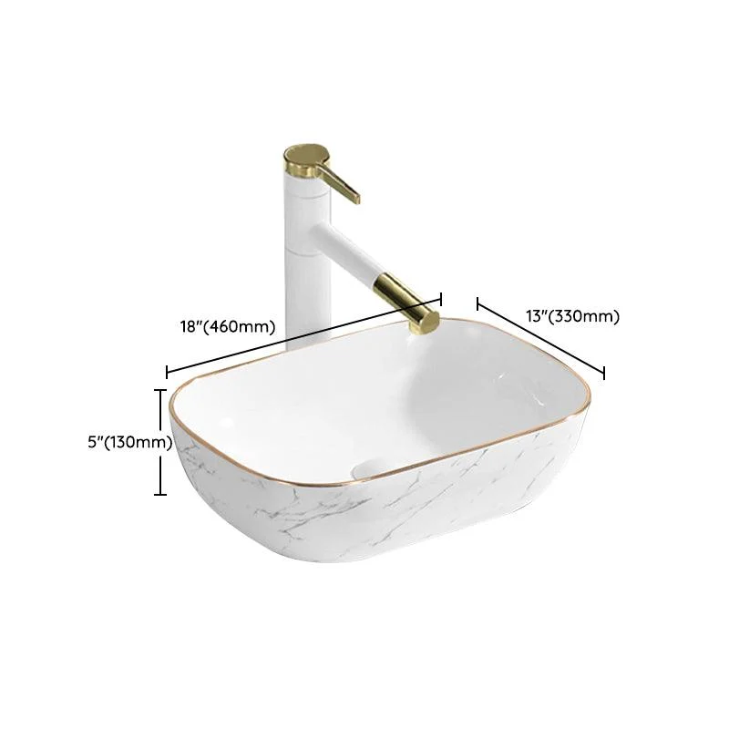 Contemporary Bathroom Sink Pop-Up Drain Porcelain Rectangular Vessel Bathroom Sink -Bathlova