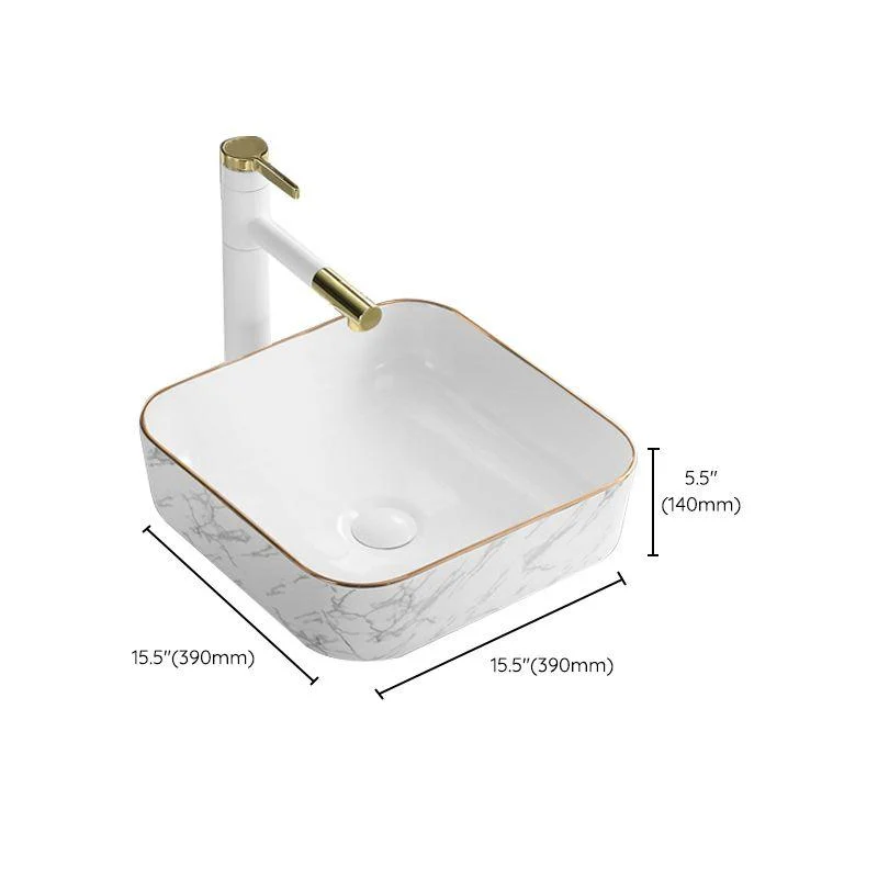 Contemporary Bathroom Sink Pop-Up Drain Porcelain Rectangular Vessel Bathroom Sink -Bathlova