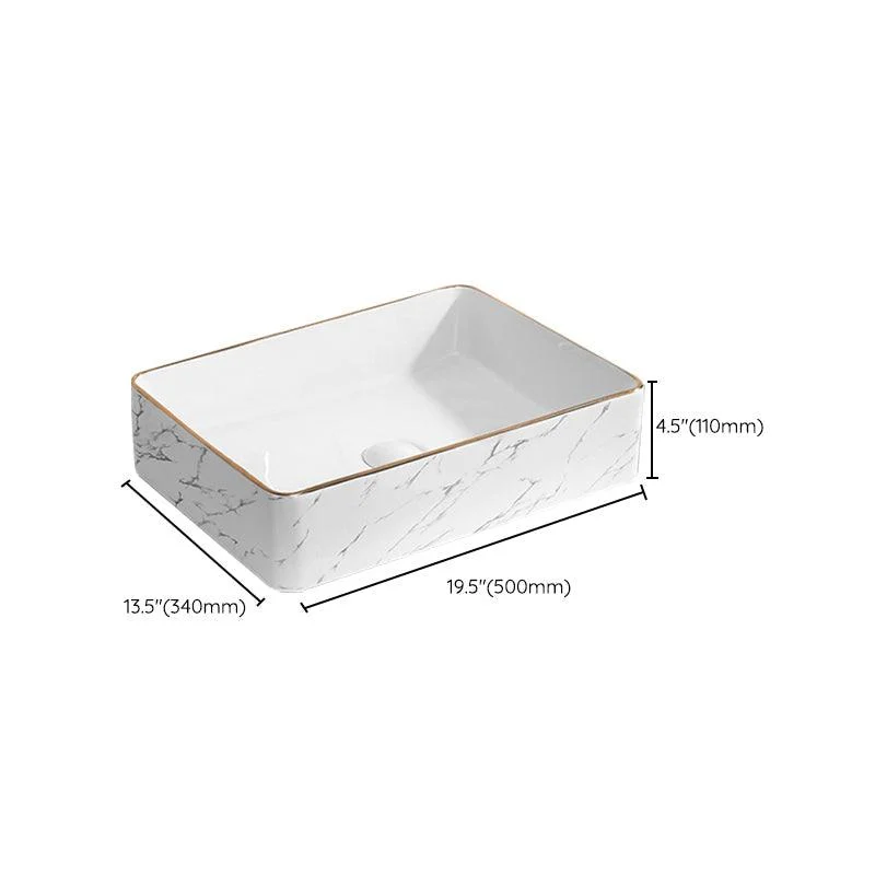 Contemporary Bathroom Sink Pop-Up Drain Porcelain Rectangular Vessel Bathroom Sink -Bathlova