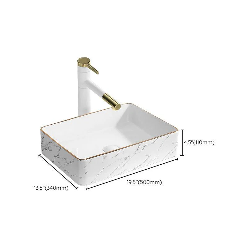 Contemporary Bathroom Sink Pop-Up Drain Porcelain Rectangular Vessel Bathroom Sink -Bathlova