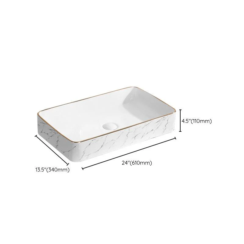 Contemporary Bathroom Sink Pop-Up Drain Porcelain Rectangular Vessel Bathroom Sink -Bathlova