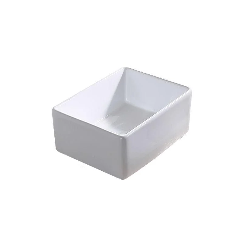 Contemporary Bathroom Sink Pop-Up Drain Porcelain Rectangular Vessel Lavatory Sink -Bathlova