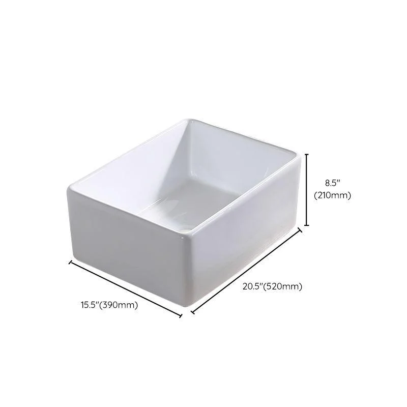 Contemporary Bathroom Sink Pop-Up Drain Porcelain Rectangular Vessel Lavatory Sink -Bathlova