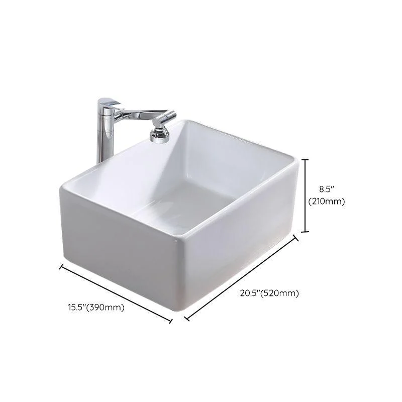 Contemporary Bathroom Sink Pop-Up Drain Porcelain Rectangular Vessel Lavatory Sink -Bathlova