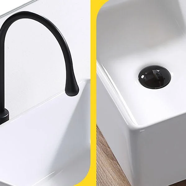 Contemporary Bathroom Sink Pop-Up Drain Porcelain Rectangular Vessel Lavatory Sink -Bathlova