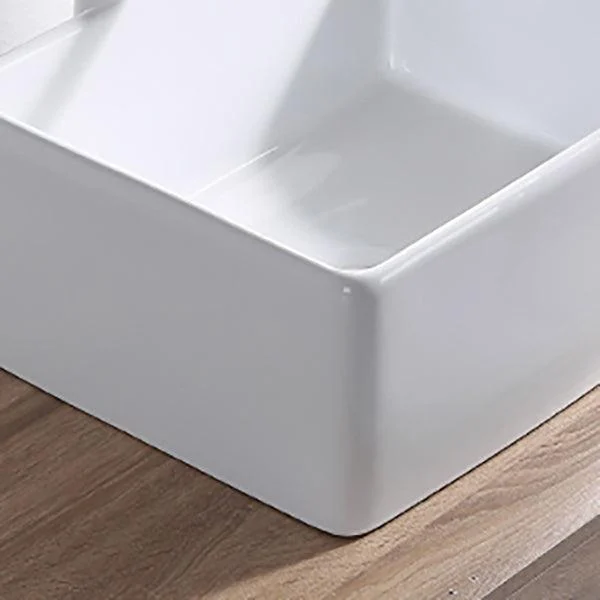 Contemporary Bathroom Sink Pop-Up Drain Porcelain Rectangular Vessel Lavatory Sink -Bathlova