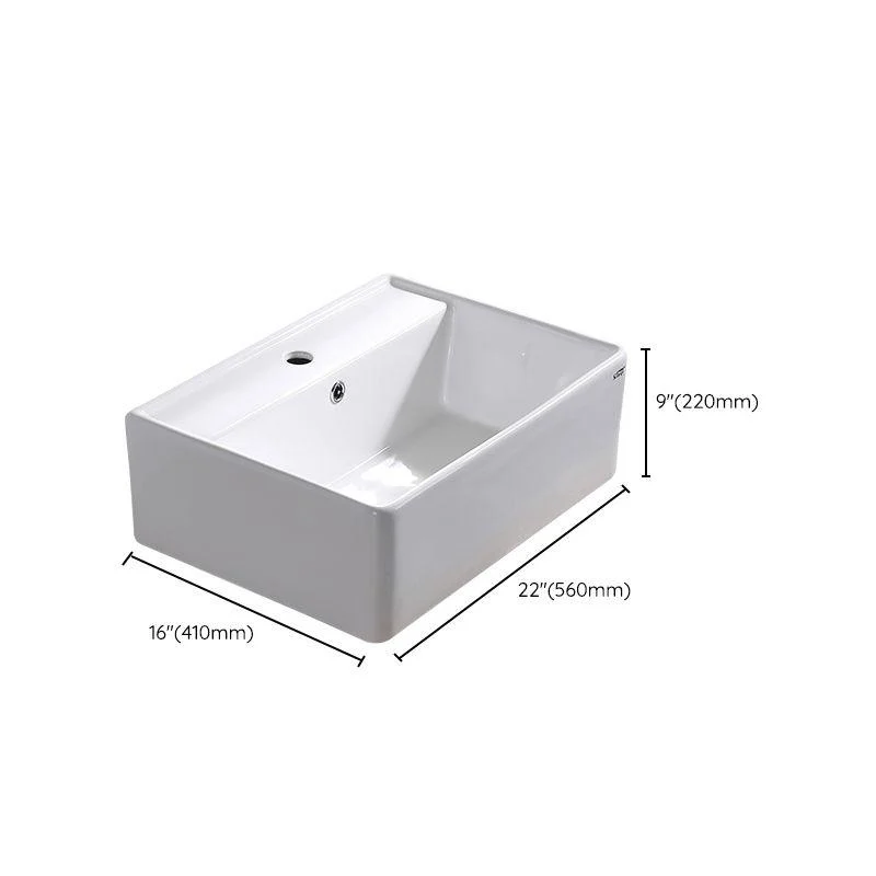 Contemporary Bathroom Sink Pop-Up Drain Porcelain Rectangular Vessel Lavatory Sink -Bathlova