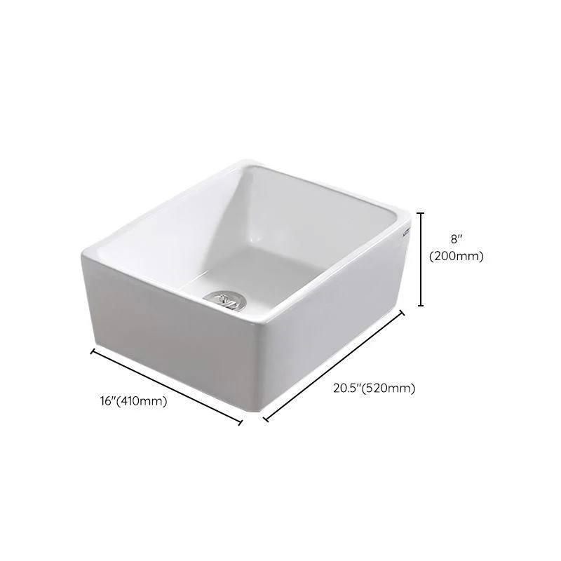 Contemporary Bathroom Sink Pop-Up Drain Porcelain Rectangular Vessel Lavatory Sink -Bathlova