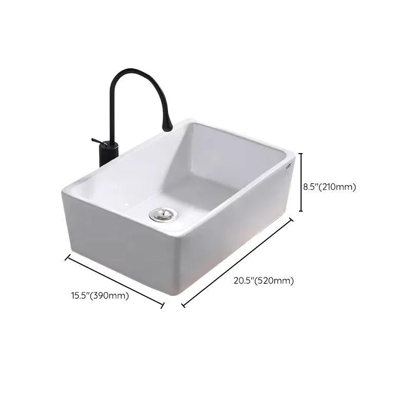 Contemporary Bathroom Sink Pop-Up Drain Porcelain Rectangular Vessel Lavatory Sink -Bathlova