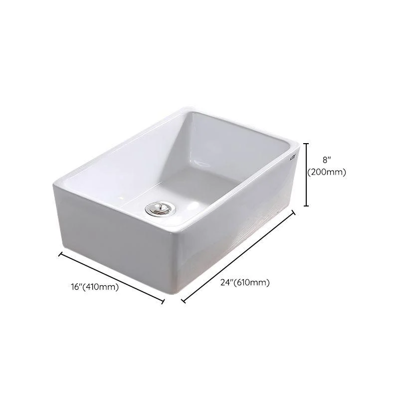 Contemporary Bathroom Sink Pop-Up Drain Porcelain Rectangular Vessel Lavatory Sink -Bathlova