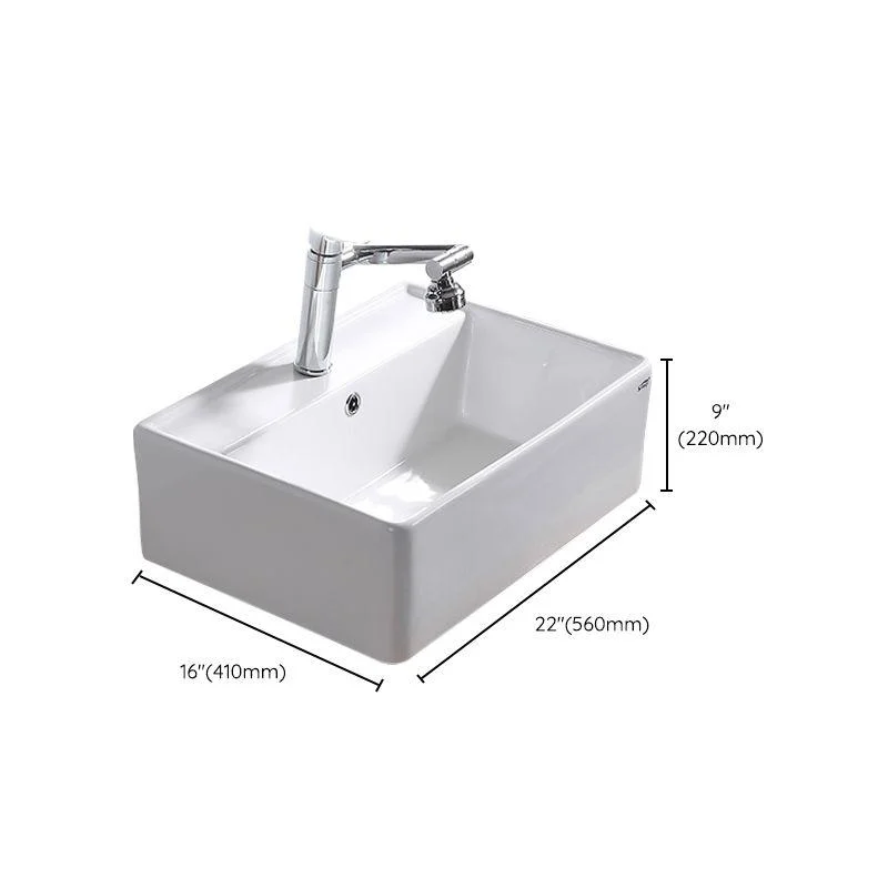 Contemporary Bathroom Sink Pop-Up Drain Porcelain Rectangular Vessel Lavatory Sink -Bathlova