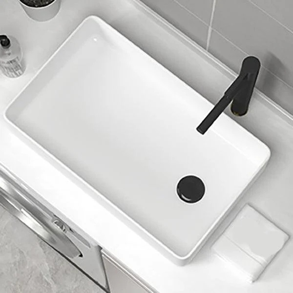 Contemporary Bathroom Sink Pop-Up Drain Porcelain Rectangular Vessel Sink -Bathlova