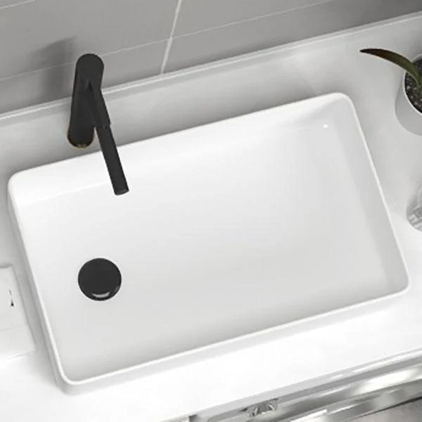 Contemporary Bathroom Sink Pop-Up Drain Porcelain Rectangular Vessel Sink -Bathlova