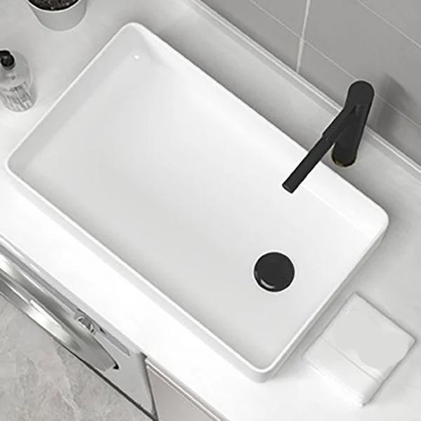 Contemporary Bathroom Sink Pop-Up Drain Porcelain Rectangular Vessel Sink -Bathlova