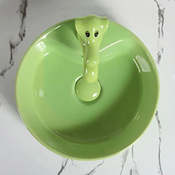 Contemporary Bathroom Sink Pop-Up Drain Porcelain Round Vessel Bathroom Sink -Bathlova