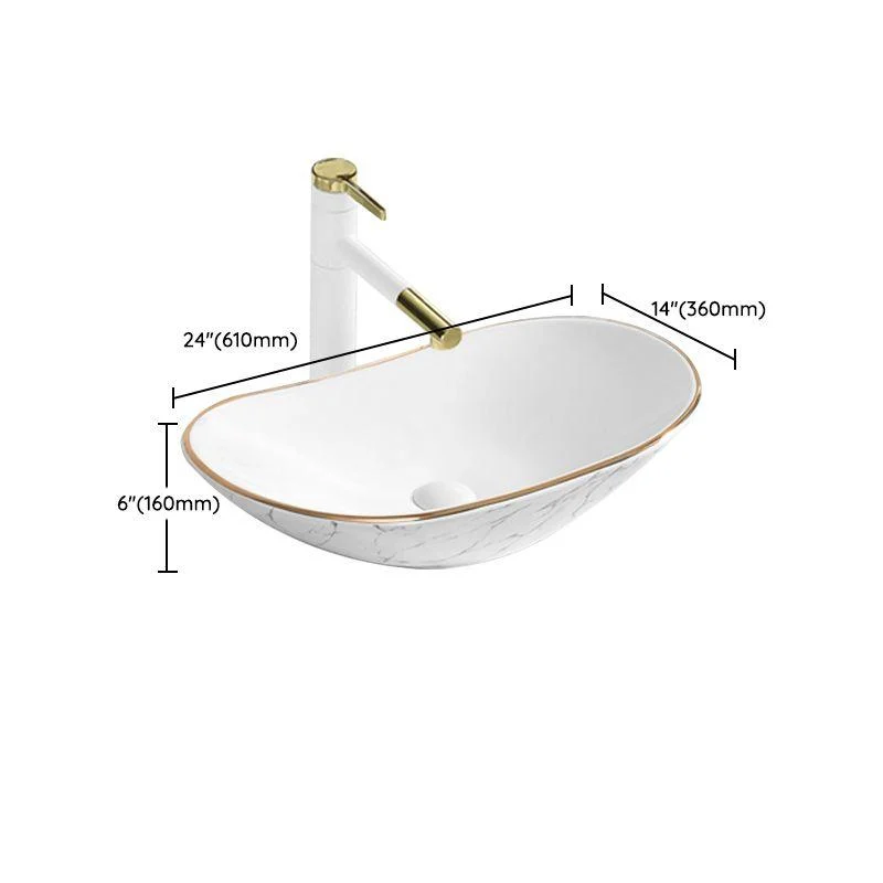 Contemporary Bathroom Sink Pop-Up Drain Porcelain Solid Color Rectangular Vessel -Bathlova