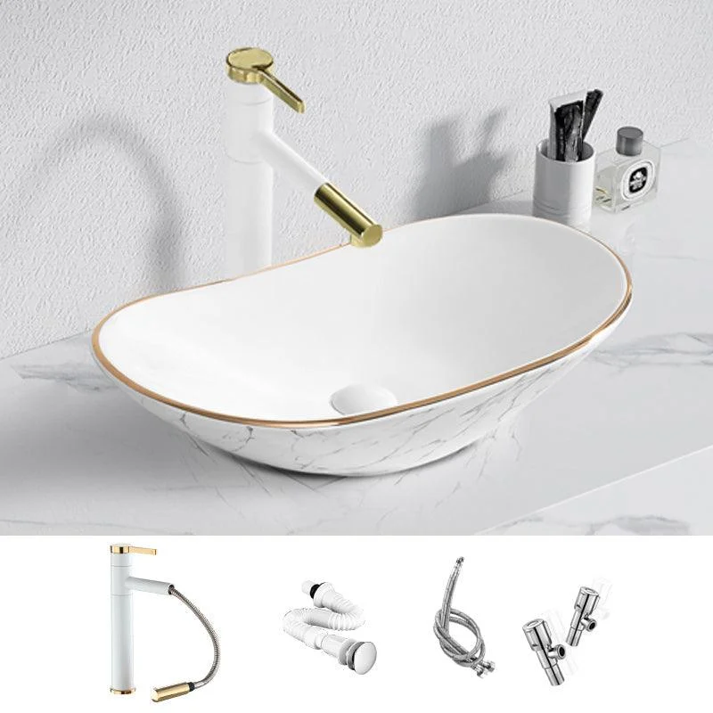 Contemporary Bathroom Sink Pop-Up Drain Porcelain Solid Color Rectangular Vessel -Bathlova