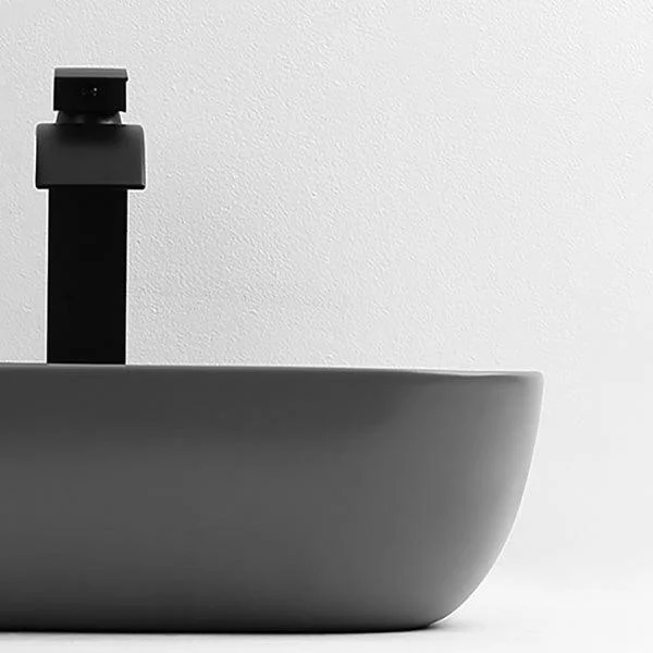 Contemporary Bathroom Sink Pop-Up Drain Porcelain Solid Color Rectangular Vessel Sink -Bathlova