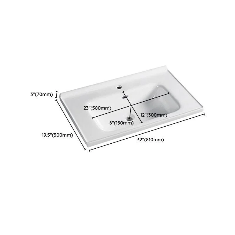 Contemporary Bathroom Sink Pop-Up Drain Rectangular Vessel Sink(Not Including Tap) -Bathlova