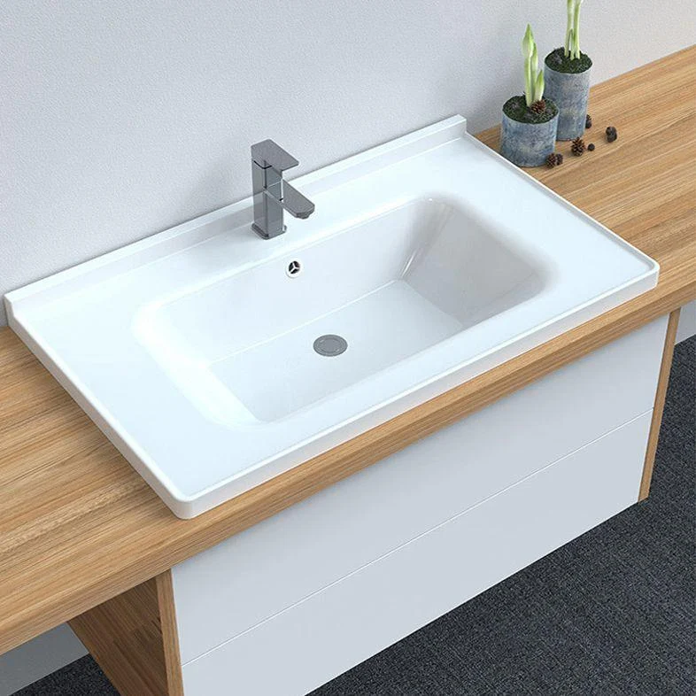 Contemporary Bathroom Sink Pop-Up Drain Rectangular Vessel Sink(Not Including Tap) -Bathlova