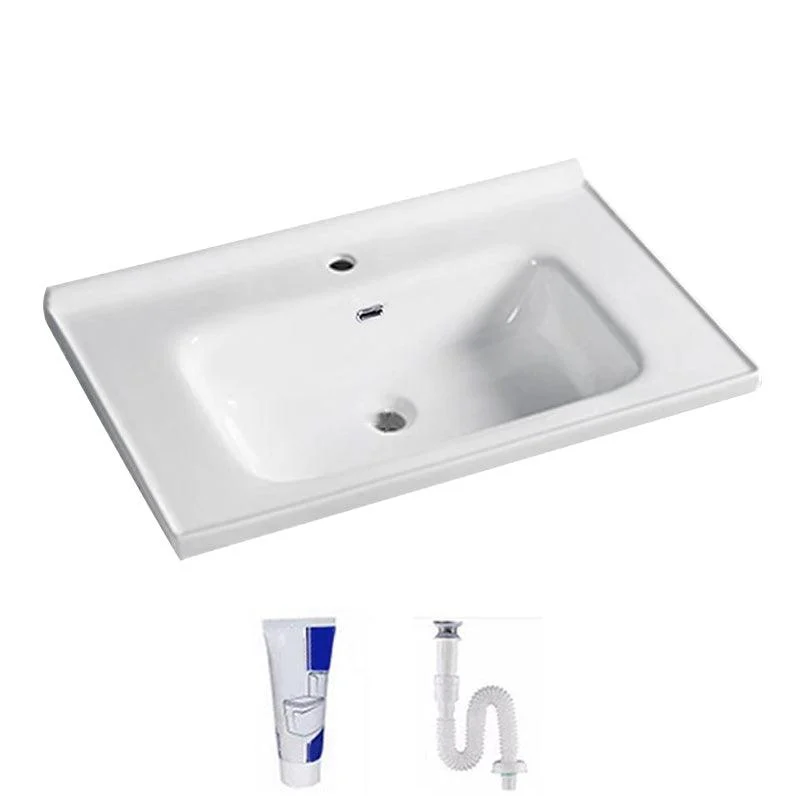 Contemporary Bathroom Sink Pop-Up Drain Rectangular Vessel Sink(Not Including Tap) -Bathlova