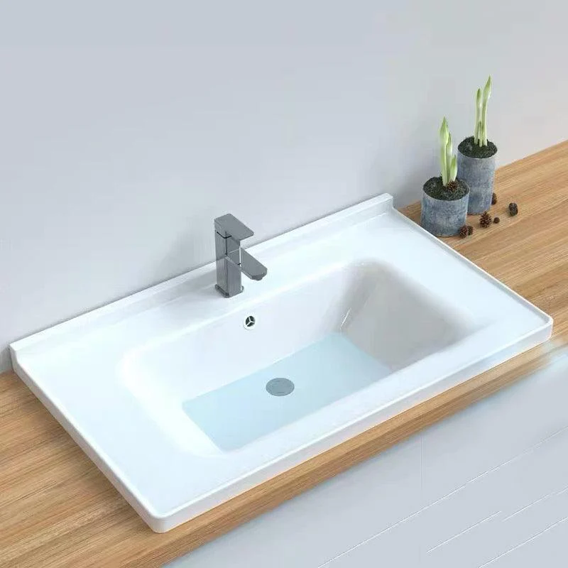 Contemporary Bathroom Sink Pop-Up Drain Rectangular Vessel Sink(Not Including Tap) -Bathlova