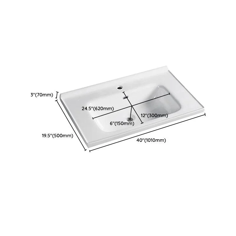 Contemporary Bathroom Sink Pop-Up Drain Rectangular Vessel Sink(Not Including Tap) -Bathlova