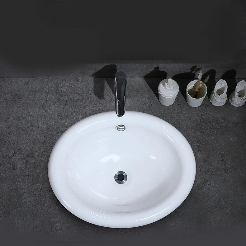 Contemporary Bathroom Sink Porcelain Oval-Shape Drop-in Bathroom Sink without Tap -Bathlova