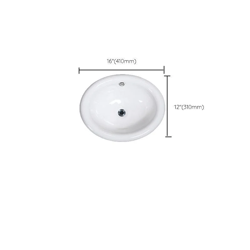 Contemporary Bathroom Sink Porcelain Oval-Shape Drop-in Bathroom Sink without Tap -Bathlova