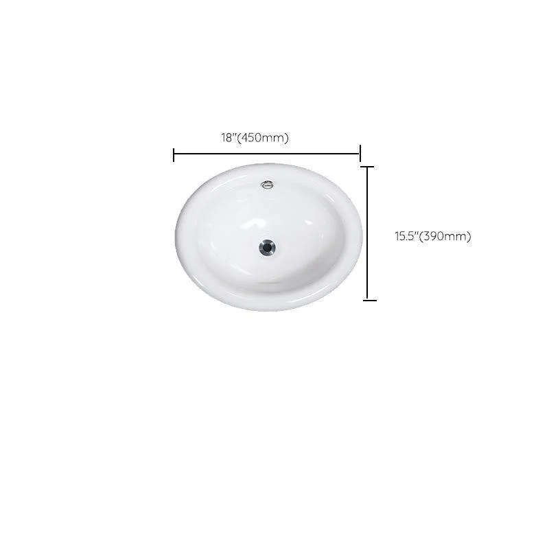 Contemporary Bathroom Sink Porcelain Oval-Shape Drop-in Bathroom Sink without Tap -Bathlova