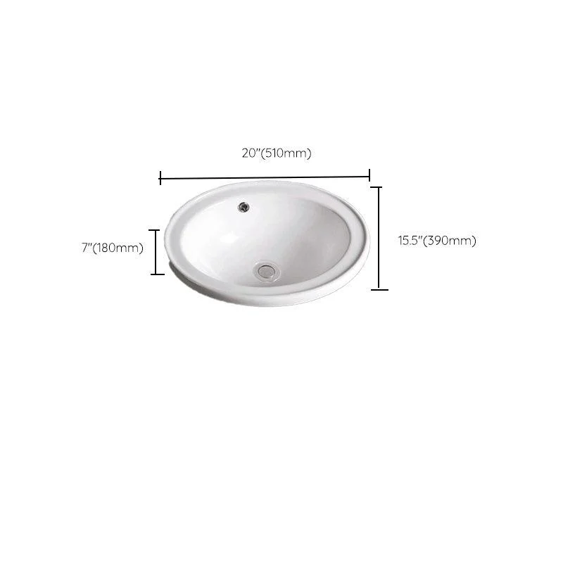 Contemporary Bathroom Sink Porcelain Oval-Shape Drop-in Bathroom Sink without Tap -Bathlova