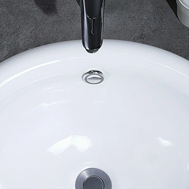 Contemporary Bathroom Sink Porcelain Oval-Shape Drop-in Bathroom Sink without Tap -Bathlova