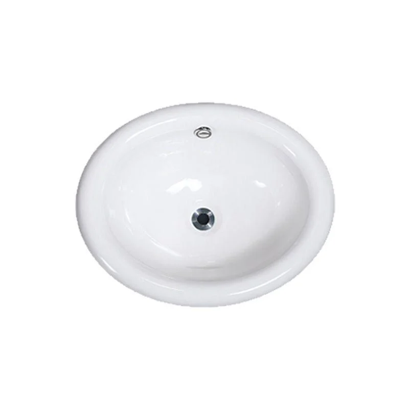 Contemporary Bathroom Sink Porcelain Oval-Shape Drop-in Bathroom Sink without Tap -Bathlova