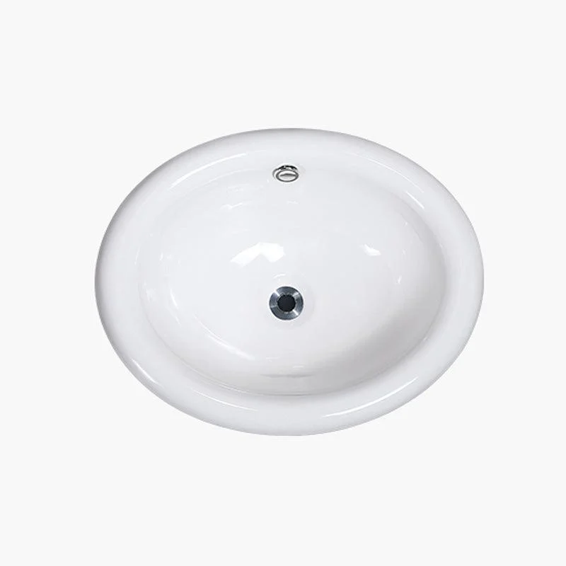 Contemporary Bathroom Sink Porcelain Oval-Shape Drop-in Bathroom Sink without Tap -Bathlova